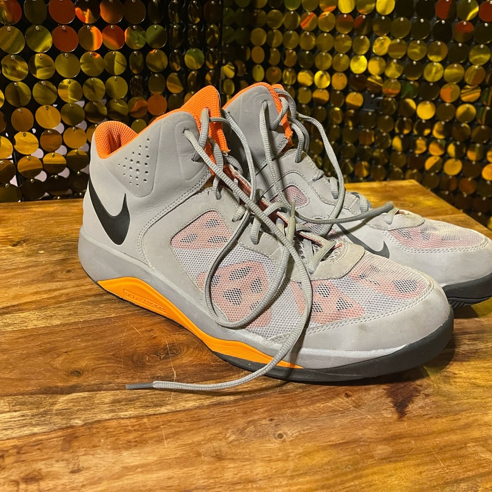 Nike Gray and Orange High-Top Sneakers